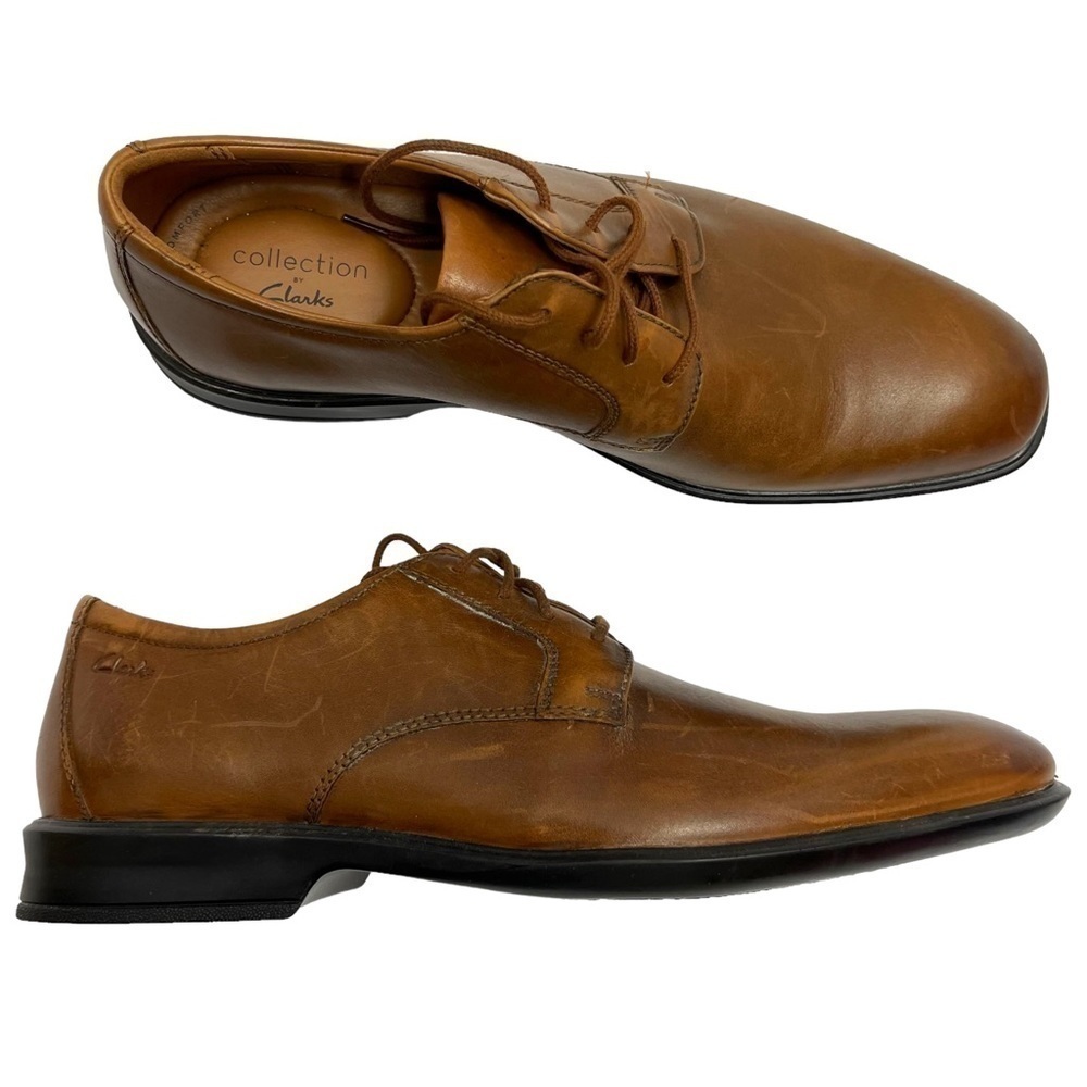 Clarks Men's Bensley Lace Us 8 Oxford Shoes Wedding Guest Leather Tan Brown New